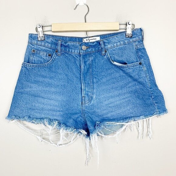 Reformation Jeans Dixie High Rise Shorts - Button Fly - Size 28 - Picture 1 of 7